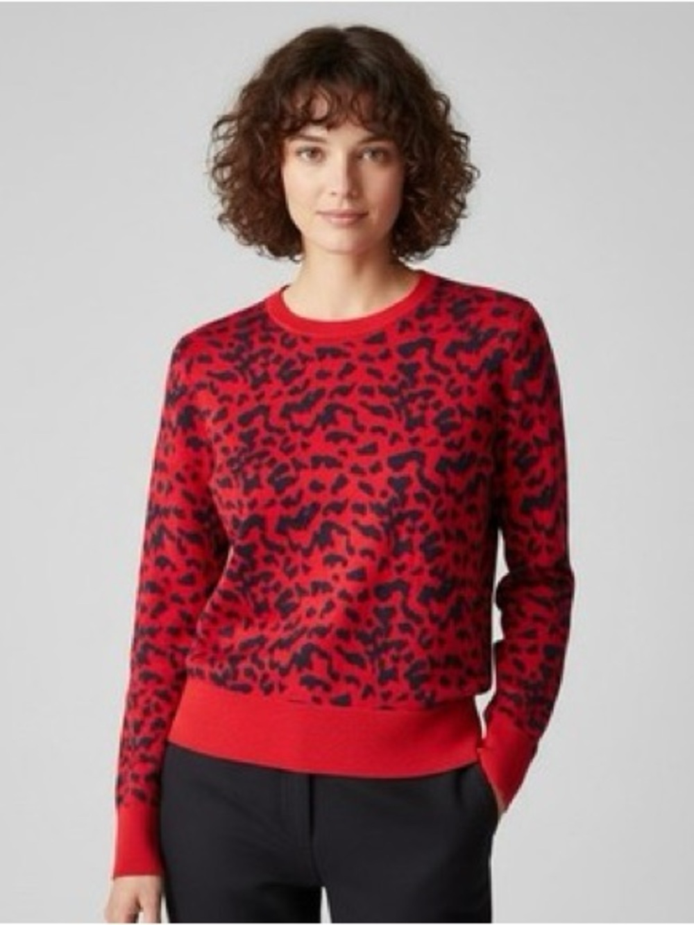 Boss Hugo Boss Virgin WoolRed and Black Animal Leopard-Print Sweater | S